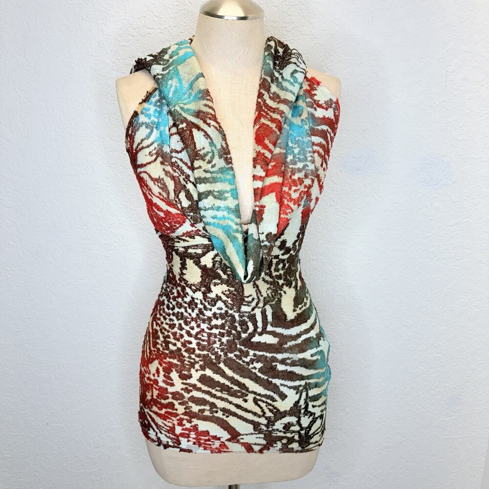 Musera Textured Cowl Neck Hooded Sleeveless Top Size XS New, party, festival